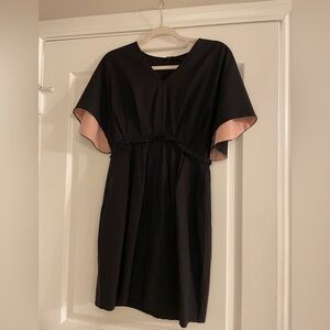 Chic Black Midi Dress with Pink Lining